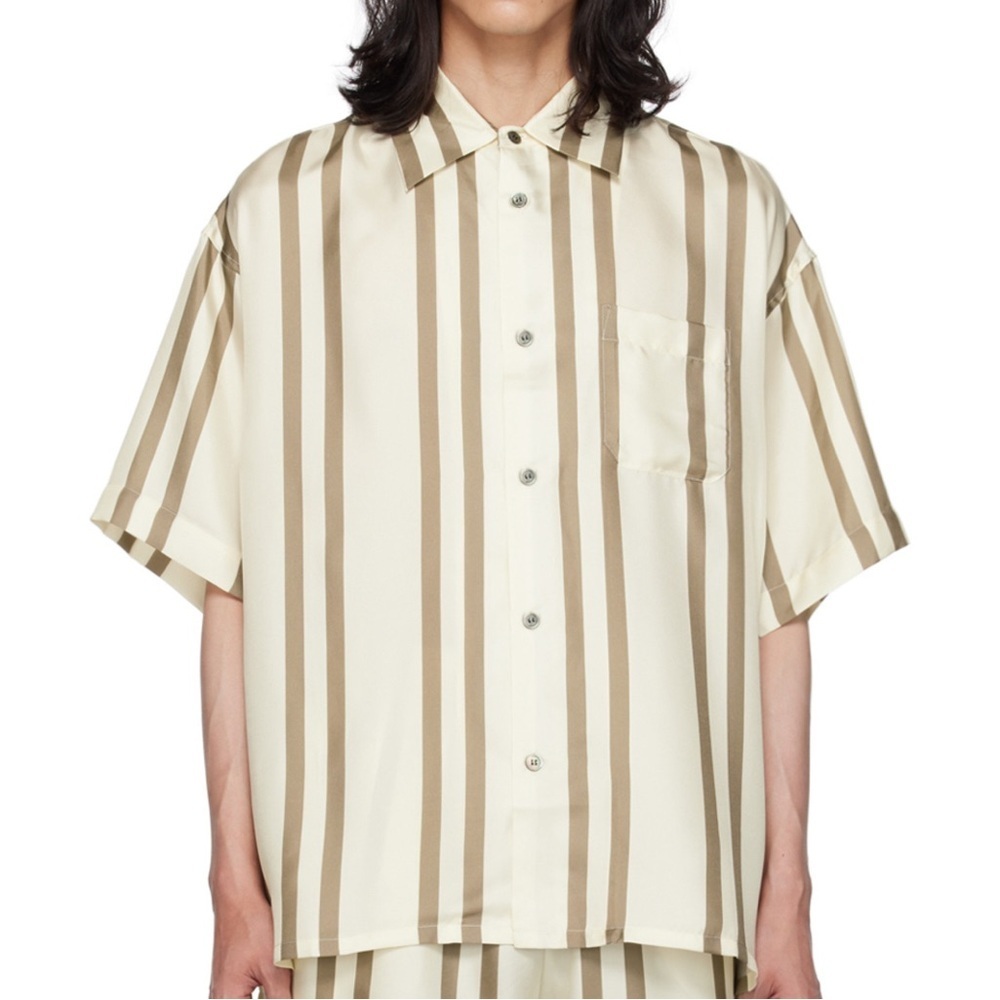 JOHN ELLIOT SHORT SLEEVE STRIPED BUTTON DOWN- SIZE M- 100% SILK- WORN TWICE